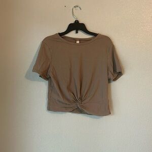 Brown Cropped Short Sleeve T Shirt